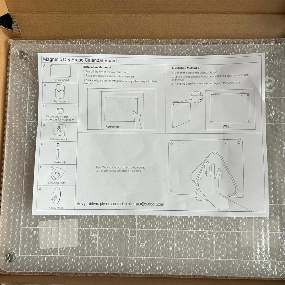 NIB Dry Erase Wall Calendar with Markers and Erasing Cloth